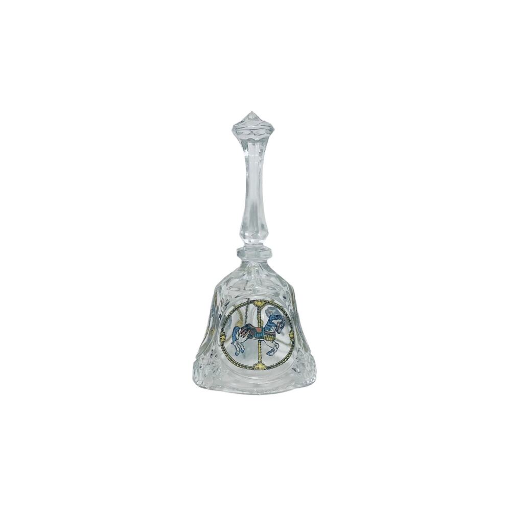 Vintage Lead Crystal 24% PBO Clear Carousel Horse Bell